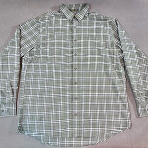 Cabela's Men's Button Down Shirt Plaid Cotton Green Long Sleeve XLT Wrinkle Free